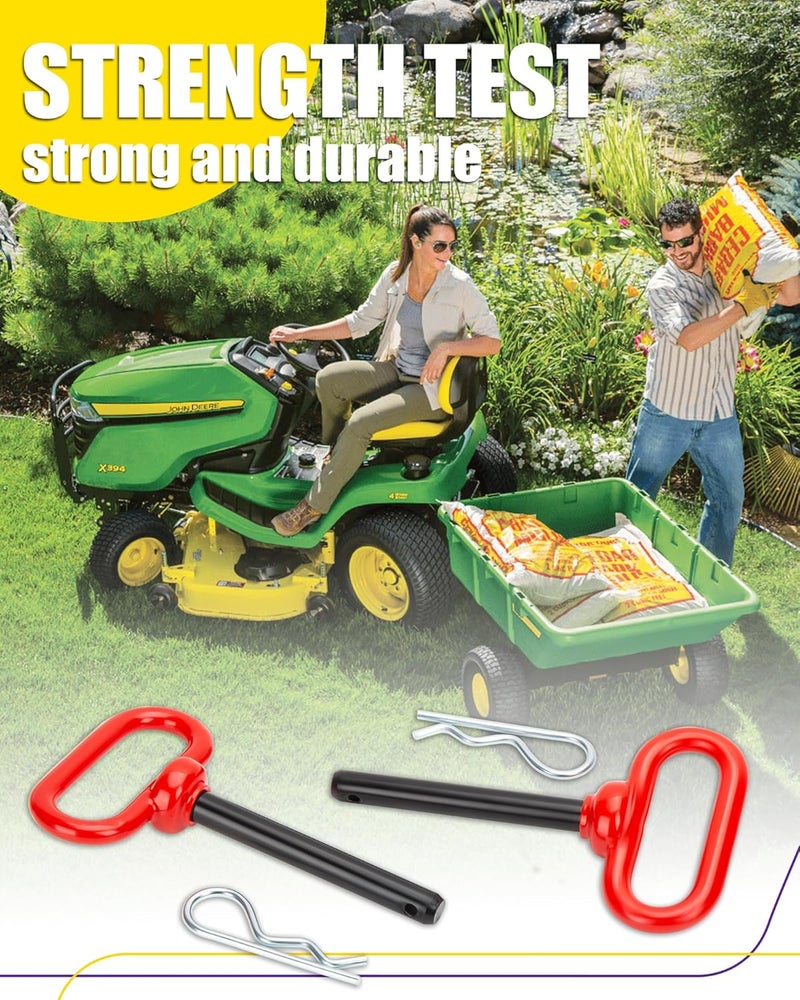 HOWBOW 1/2 inch Trailer Hitch Pin and Clip, 1/2" x 4" Tow Hitch Pin Rubber Coated Red Handle Pin for Tractors, Towing, Lawn Mower, Golf Cart and ATV, Heavy Duty Gate Pin Trailer Accessories One-Handed - Image 3